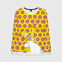 Свитшот мужской Пончики Гомера Симпсона, цвет: 3D-белый