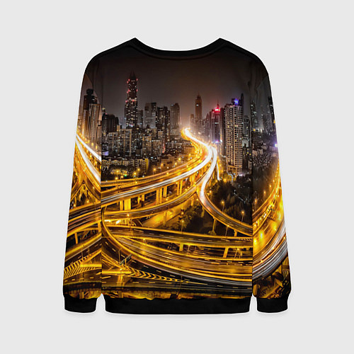 Мужской свитшот Шанхай - авторазвязка / 3D-Черный – фото 2