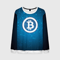 Свитшот мужской Bitcoin Blue, цвет: 3D-белый
