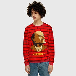 Свитшот мужской Ленин: красная стена, цвет: 3D-красный — фото 2