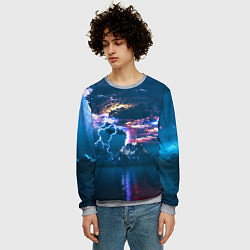 Свитшот мужской Извержение вулкана, цвет: 3D-меланж — фото 2