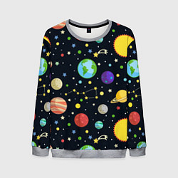 Свитшот мужской Солнечная система, цвет: 3D-меланж