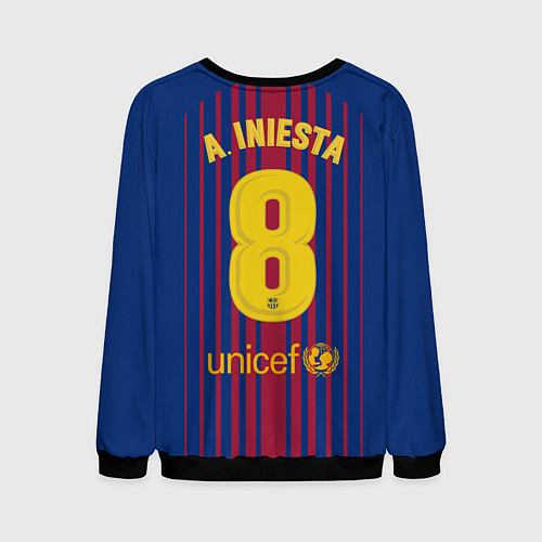 Мужской свитшот FC Barcelona: Iniesta 17/18 / 3D-Черный – фото 2