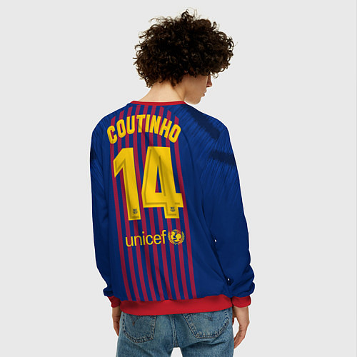 Мужской свитшот FC Barcelona: Coutinho Home 18/19 / 3D-Красный – фото 4