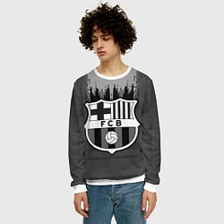 Свитшот мужской FC Barcelona: Grey Abstract, цвет: 3D-белый — фото 2