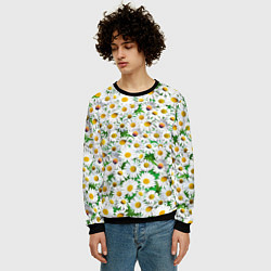 Свитшот мужской Полевые ромашки, цвет: 3D-черный — фото 2