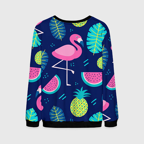 Мужской свитшот Фруктовый фламинго / 3D-Черный – фото 2