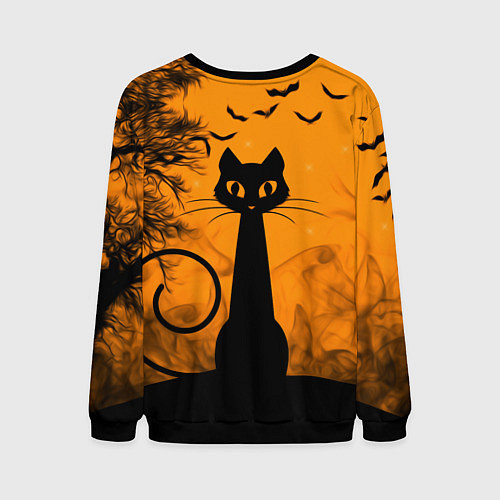 Мужской свитшот Halloween Cat / 3D-Черный – фото 2