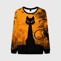 Свитшот мужской Halloween Cat, цвет: 3D-черный