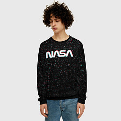 Свитшот мужской NASA: Space Glitch, цвет: 3D-черный — фото 2