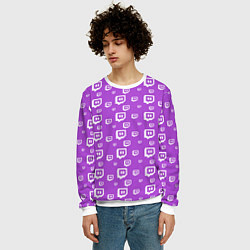 Свитшот мужской Twitch: Violet Pattern, цвет: 3D-белый — фото 2