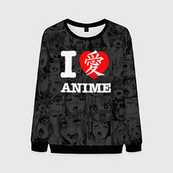 Свитшот мужской I love Anime, цвет: 3D-черный