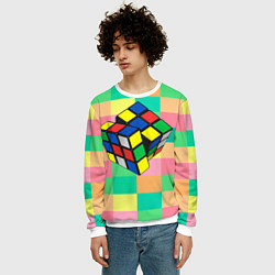Свитшот мужской Кубик Рубика, цвет: 3D-белый — фото 2