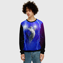 Свитшот мужской Грозовой кошак, цвет: 3D-черный — фото 2