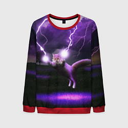 Свитшот мужской Кот и Молнии, цвет: 3D-красный