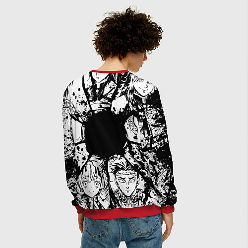 Мужской свитшот Kimetsu no yaiba чернобелый аниме коллаж / 3D-Красный – фото 4
