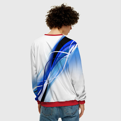 Мужской свитшот BMW волны - blue-white / 3D-Красный – фото 4