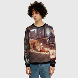 Свитшот мужской Кошачий город, цвет: 3D-черный — фото 2