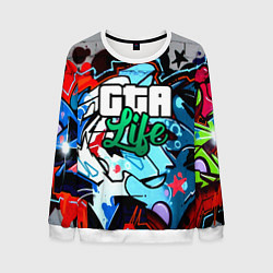 Свитшот мужской GTA LIFE, цвет: 3D-белый