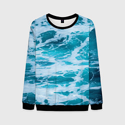 Свитшот мужской Вода волны пена море, цвет: 3D-черный