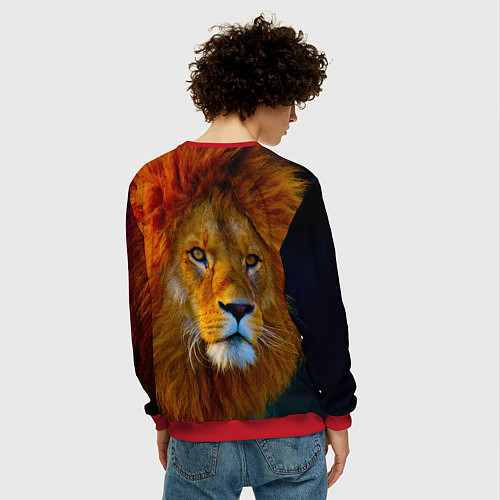 Мужской свитшот Лев 3D / 3D-Красный – фото 4