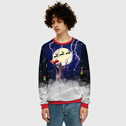 Свитшот мужской Новогодний Кот, цвет: 3D-красный — фото 2