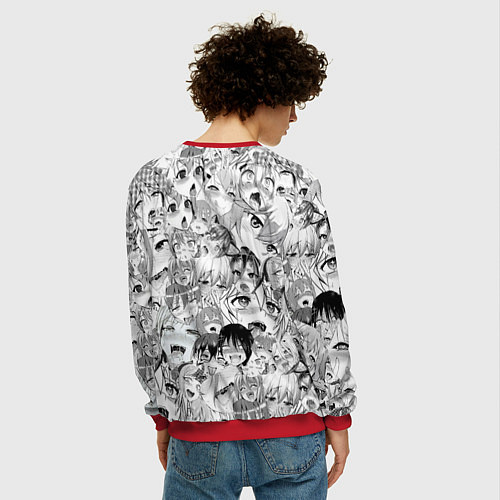 Мужской свитшот Ahegao monochrome / 3D-Красный – фото 4