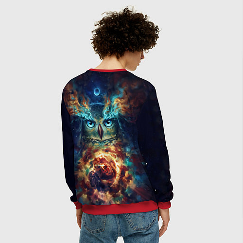 Мужской свитшот Сова Космос / 3D-Красный – фото 4