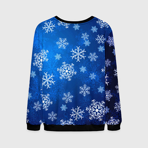 Мужской свитшот Новый Год Снежинки / 3D-Черный – фото 2