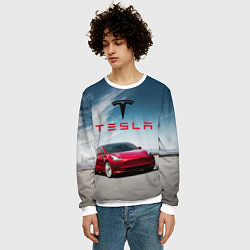 Свитшот мужской Tesla Model 3, цвет: 3D-белый — фото 2