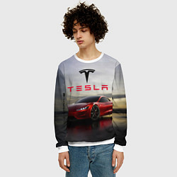 Свитшот мужской Tesla Roadster, цвет: 3D-белый — фото 2