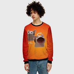 Свитшот мужской Cat Pop Мем, цвет: 3D-черный — фото 2