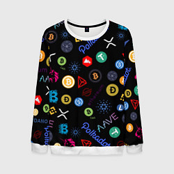 Свитшот мужской BITCOIN PATTERN БИТКОИН Z, цвет: 3D-белый