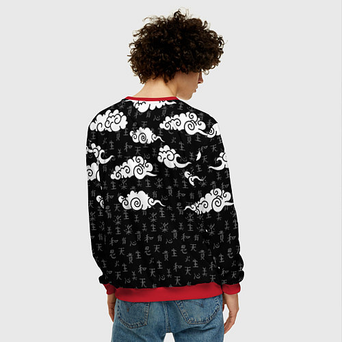 Мужской свитшот КЛИНОК, РАССЕКАЮЩИЙ ДЕМОНОВ / 3D-Красный – фото 4