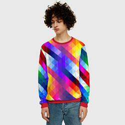 Свитшот мужской Пиксельная радуга, цвет: 3D-красный — фото 2