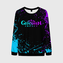 Свитшот мужской GENSHIN IMPACT NEON LOGO, цвет: 3D-черный