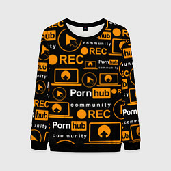 Свитшот мужской PORNHUB ПОРНХАБ УЗОР, цвет: 3D-черный