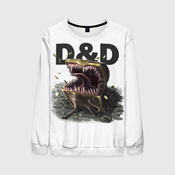 Свитшот мужской D&D Мимик-сундук ДнД, цвет: 3D-белый