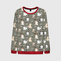 Свитшот мужской Кошечки с рыбками, цвет: 3D-красный