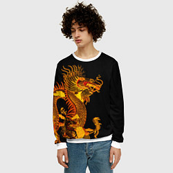 Свитшот мужской Золотой китайский дракон, цвет: 3D-белый — фото 2