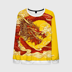 Свитшот мужской Китайский Дракон, China Dragon, цвет: 3D-белый