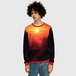 Свитшот мужской УТРЕННИЙ РАССВЕТ НАД ОБЛАКАМИ, цвет: 3D-красный — фото 2