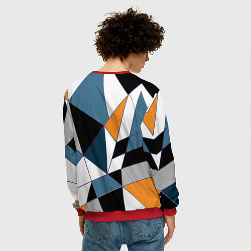 Мужской свитшот Геометрический узор / 3D-Красный – фото 4