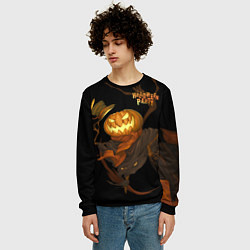 Свитшот мужской Приветливая тыква на Хэллоуин, цвет: 3D-черный — фото 2