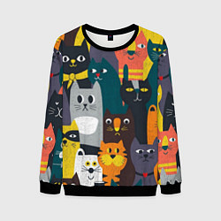 Свитшот мужской Крутые коты, цвет: 3D-черный