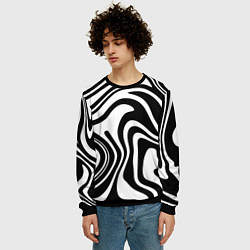 Свитшот мужской Черно-белые полосы Black and white stripes, цвет: 3D-черный — фото 2