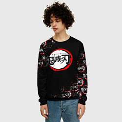 Свитшот мужской КЛИНОК РАССЕКАЮЩИЙ ДЕМОНОВ БРЫЗГИ КРАСОК, цвет: 3D-черный — фото 2