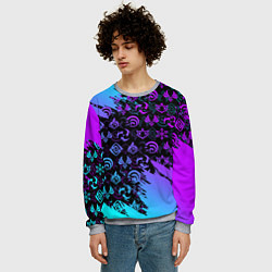 Свитшот мужской GENSHIN NEON PATTERN SYMBOL НЕОН ЭМБЛЕМЫ, цвет: 3D-меланж — фото 2