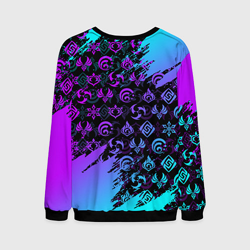 Мужской свитшот GENSHIN NEON PATTERN SYMBOL НЕОН ЭМБЛЕМЫ / 3D-Черный – фото 2
