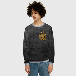 Свитшот мужской Волчий отпечаток золотом Символ Велеса, цвет: 3D-меланж — фото 2